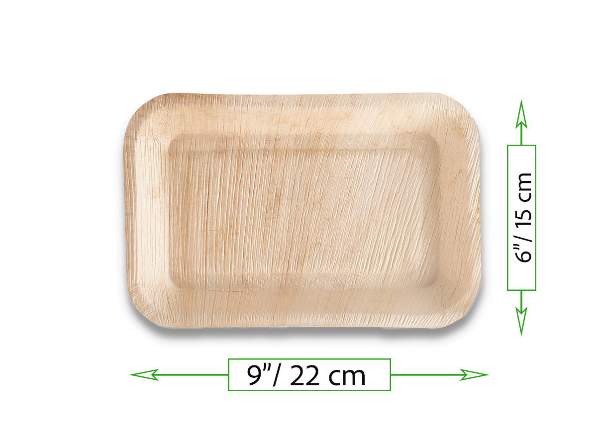 9" Deep Rectangular Tray (Medium, Palm Leaf)