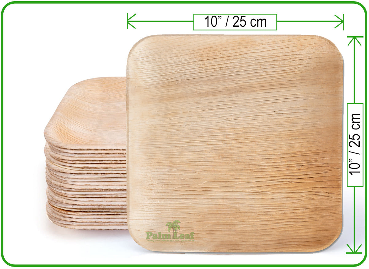 10" Square Plate (Large, Palm Leaf)