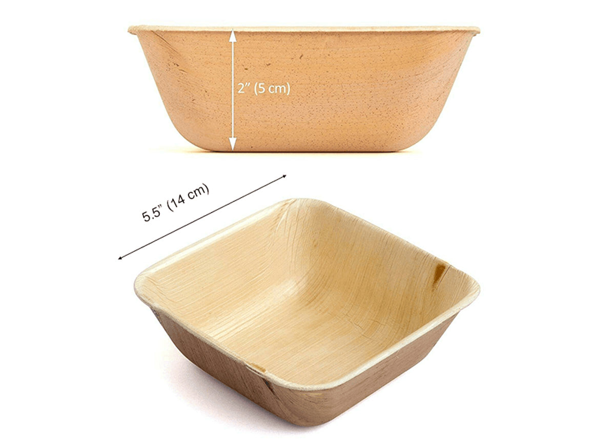 Square Salad Bowl (Medium) - Palm Leaf Tableware