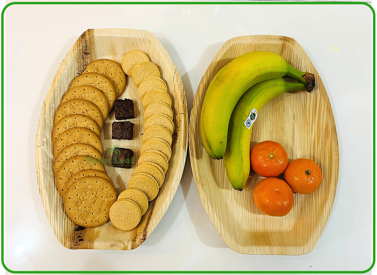 13" Oval Serving Platter (Large, Palm Leaf)