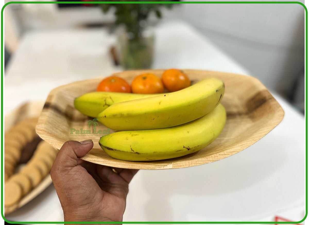 13" Oval Serving Platter (Large, Palm Leaf)