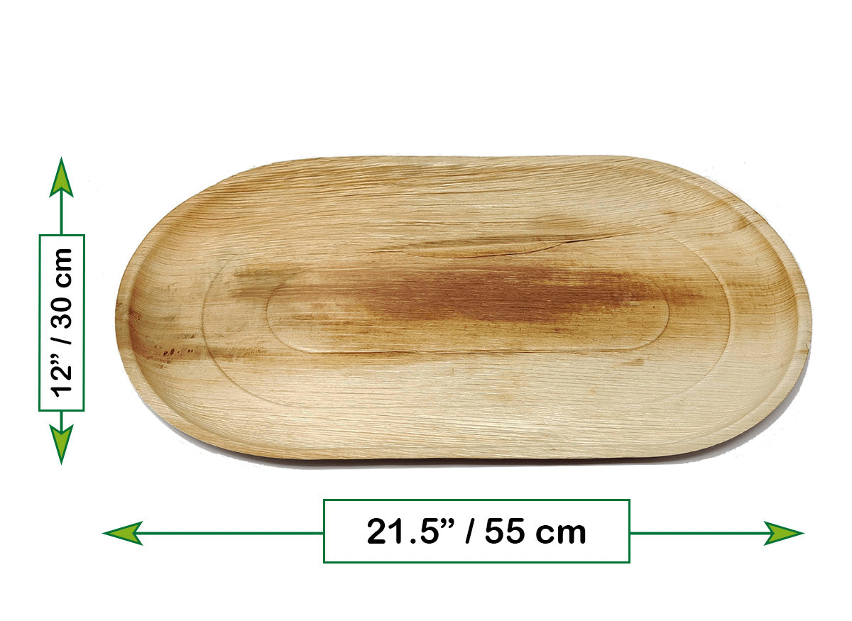 22" Oval Serving Tray for Feast (X Large, Palm Leaf)