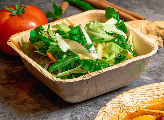 Square Salad Bowl (Medium) - Palm Leaf Tableware