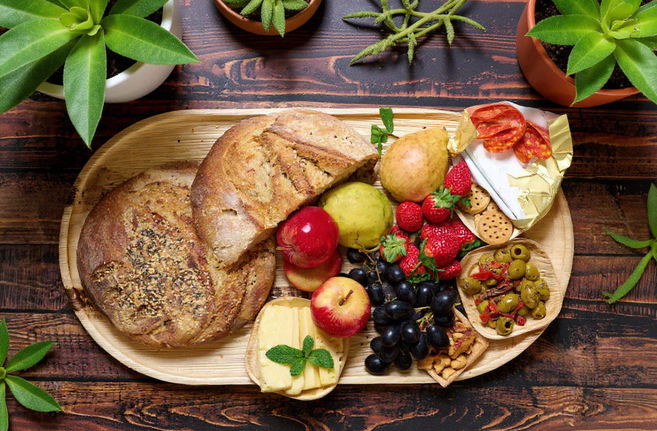 22" Oval Serving Tray for Feast  (X Large, Palm Leaf)